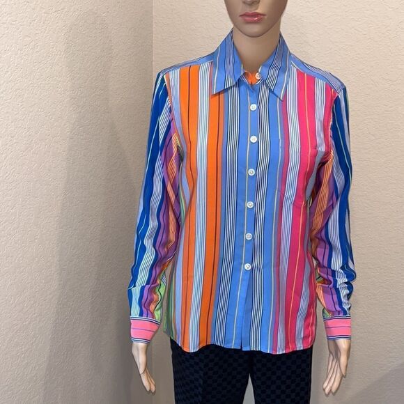 Vintage LAUREN Ralph Lauren beautiful colorful light silk blouse. - Picture 1 of 8
